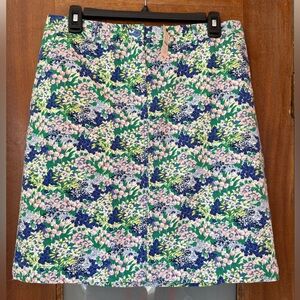 Talbots Skirt Blue Pink Floral Lined Straight Pencil Career Size 6  NWT